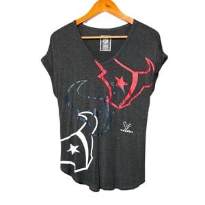 NFL Team Apparel Houston Texans Women's V-Neck‎ Gray Lightweight Shirt Size XL